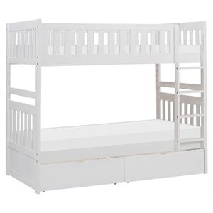 lexicon galen 2-storage boxes transitional wood twin over twin bunk bed in white