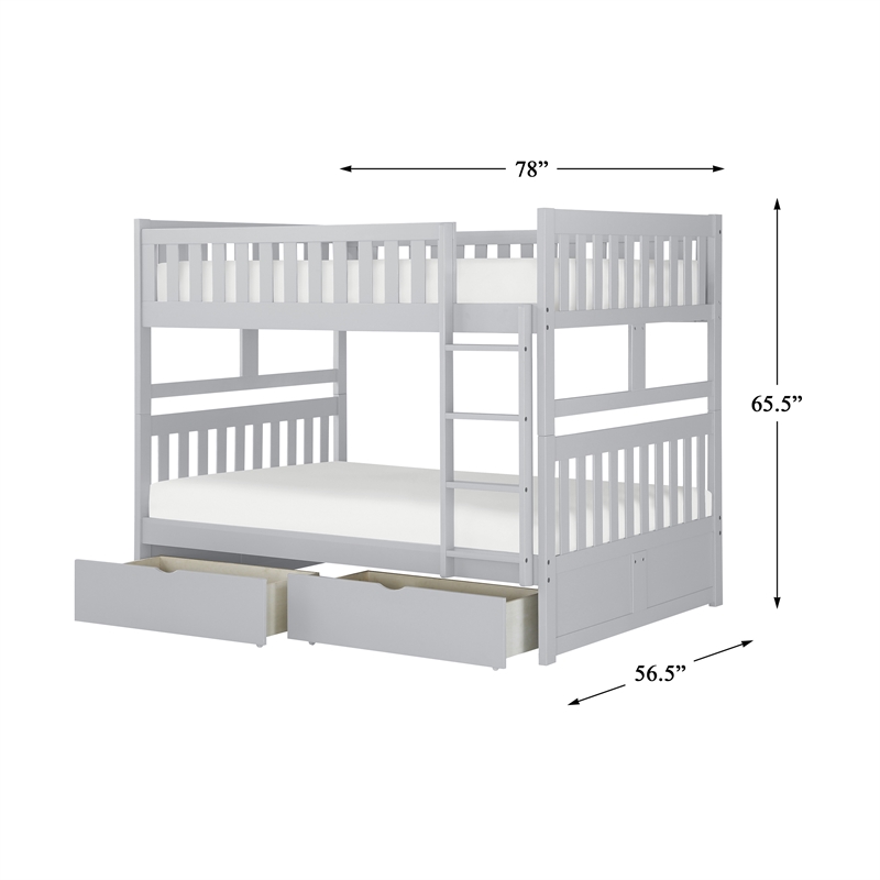 Lexicon Orion Transitional Wood Full over Full Bunk Bed with Storage Box in Gray