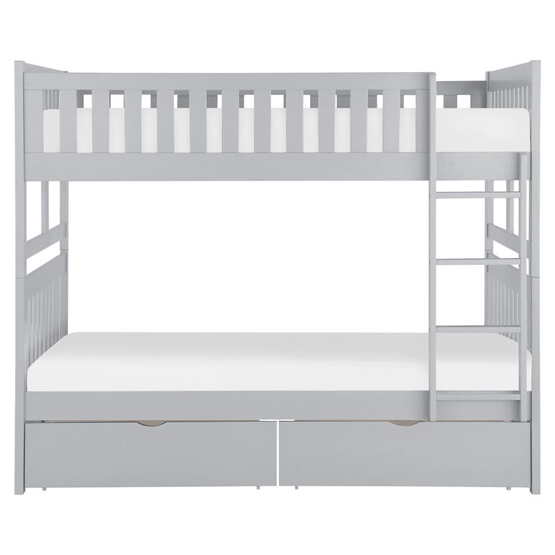 Lexicon Orion Transitional Wood Full over Full Bunk Bed with Storage Box in Gray