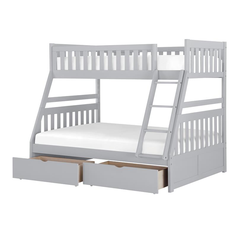 Lexicon Orion Transitional Wood Twin over Full Bunk Bed with Storage Box in Gray