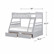 Lexicon Orion Transitional Wood Twin over Full Bunk Bed with Storage Box in Gray