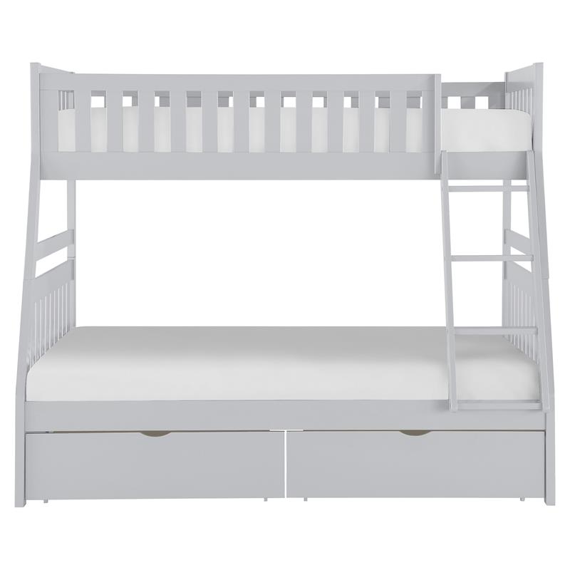 Lexicon Orion Transitional Wood Twin over Full Bunk Bed with Storage Box in Gray