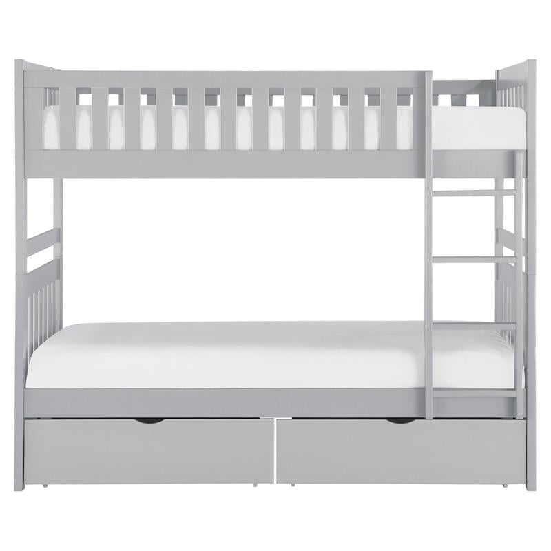 Lexicon Orion Transitional Wood Twin over Twin Bunk Bed with Storage Box in Gray