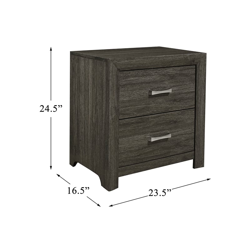 Lexicon Edina 2-Drawers Contemporary Wood Nightstand in Dark Gray