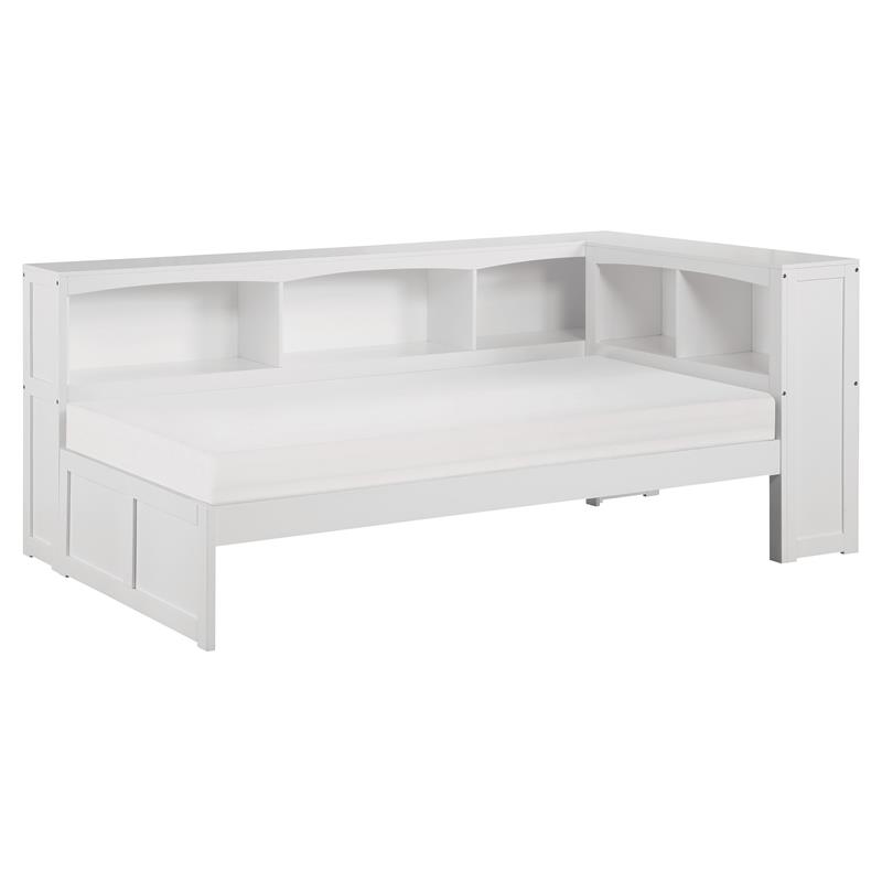 Lexicon Galen 5-Shelf Transitional Wood Twin Bookcase Corner Bed in White