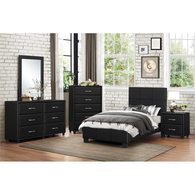 Lexicon Lorenzi 2-Drawers Contemporary Wood Nightstand in Black