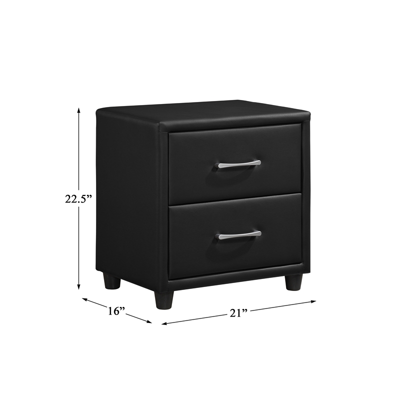 Lexicon Lorenzi 2-Drawers Contemporary Wood Nightstand in Black