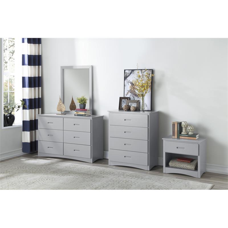 Lexicon Orion 1-Drawer and 1-Shelf Transitional Wood Nightstand in Gray