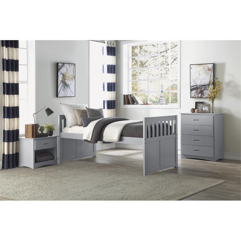 Lexicon Orion 1-Drawer and 1-Shelf Transitional Wood Nightstand in Gray