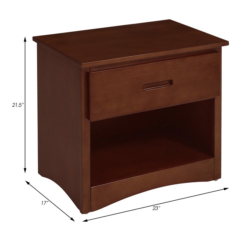 Lexicon Rowe 1-Drawer Transitional Wood Nightstand in Dark Cherry