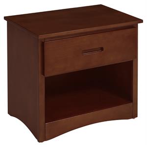 lexicon rowe 1-drawer transitional wood nightstand in dark cherry