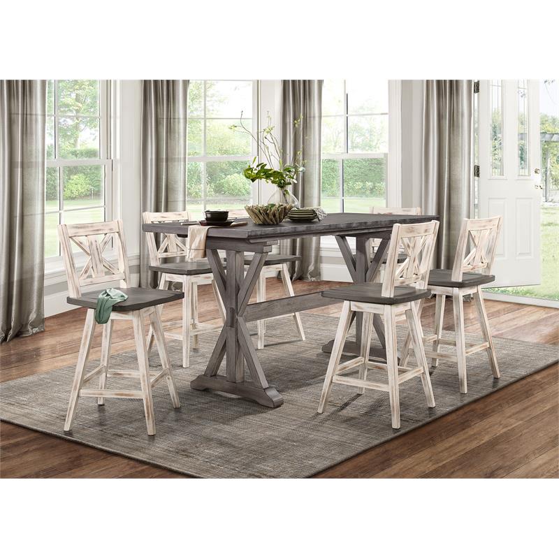 Lexicon Amsonia 5-Piece Wood Counter Height Dining Set in Distressed Gray/White