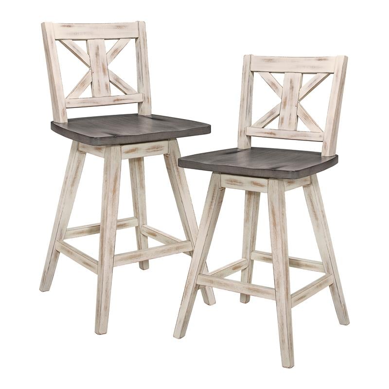 Lexicon Amsonia 5-Piece Wood Counter Height Dining Set in Distressed Gray/White