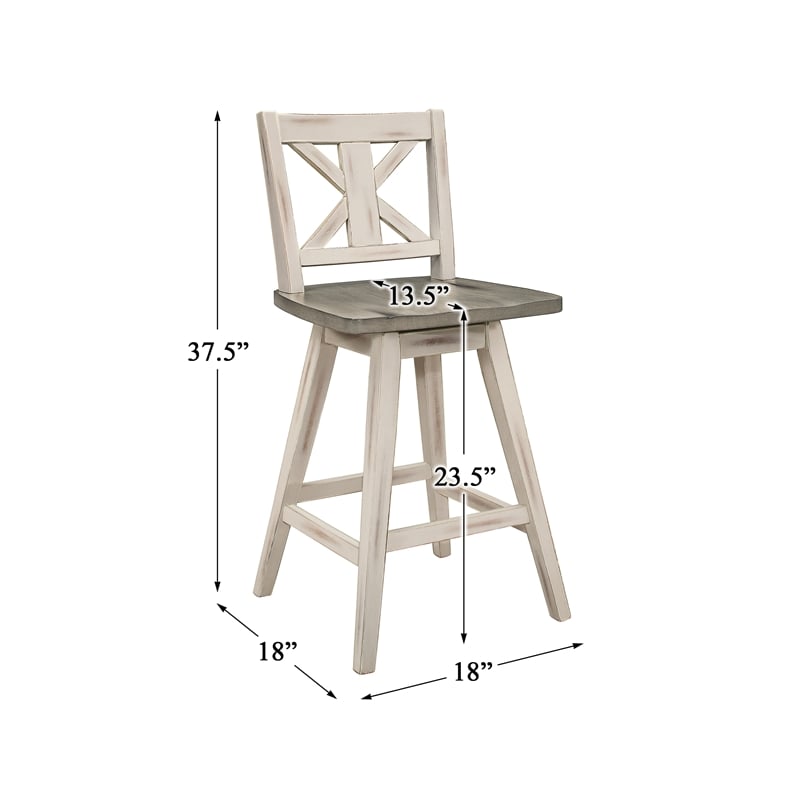 Lexicon Amsonia 5-Piece Wood Counter Height Dining Set in Distressed Gray/White