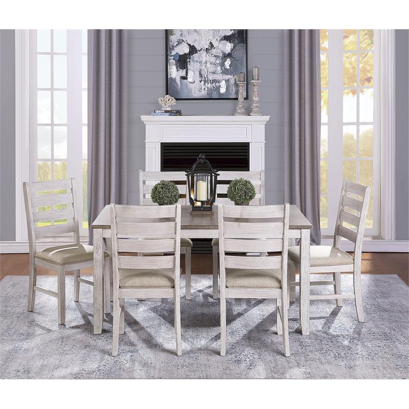 Lexicon Ithaca 5-Piece Transitional Wood Dining Set in Grayish White and Brown