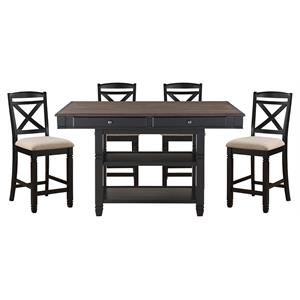 lexicon baywater 5-piece 4 drawers wood counter height dining set in natural