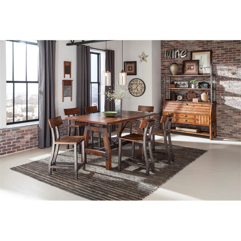 Lexicon Holverson 5-Piece Transitional Wood Counter Height Dining Set in Brown