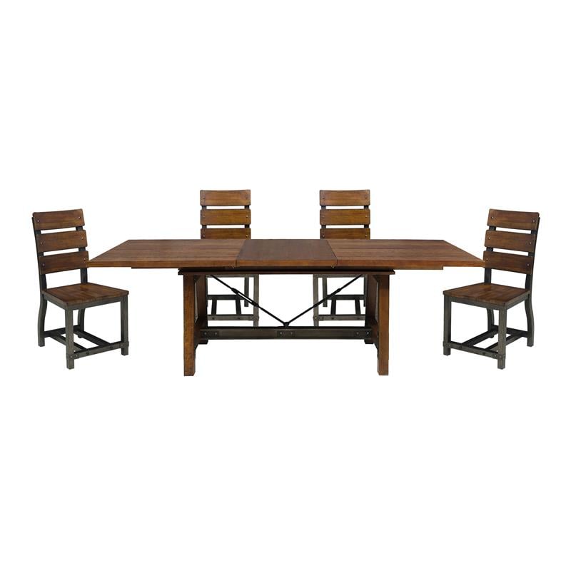 Lexicon Holverson 5-Piece Transitional Wood Counter Height Dining Set in Brown