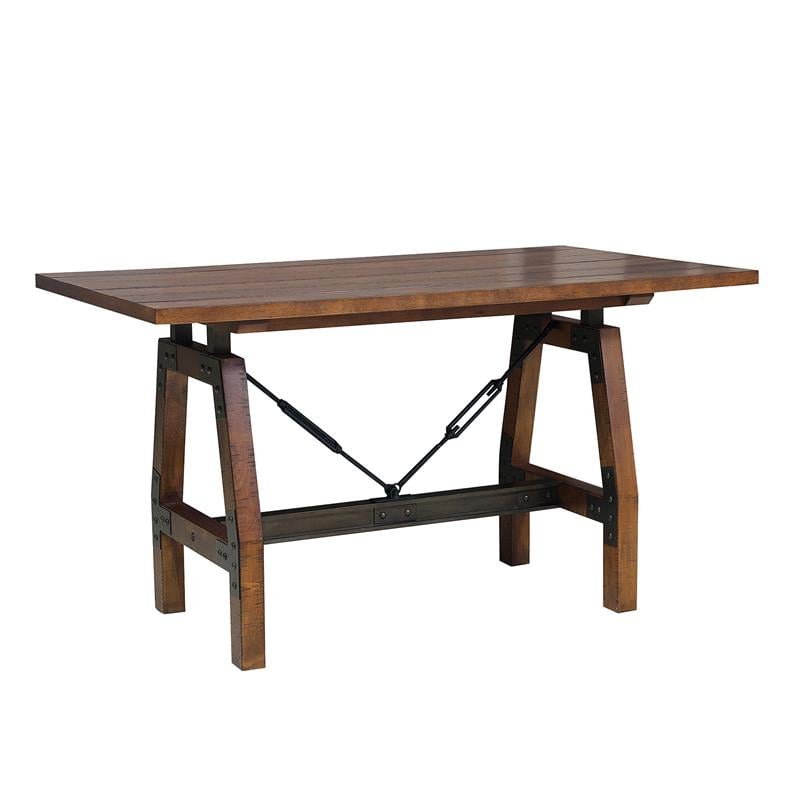 Lexicon Holverson 5-Piece Transitional Wood Counter Height Dining Set in Brown