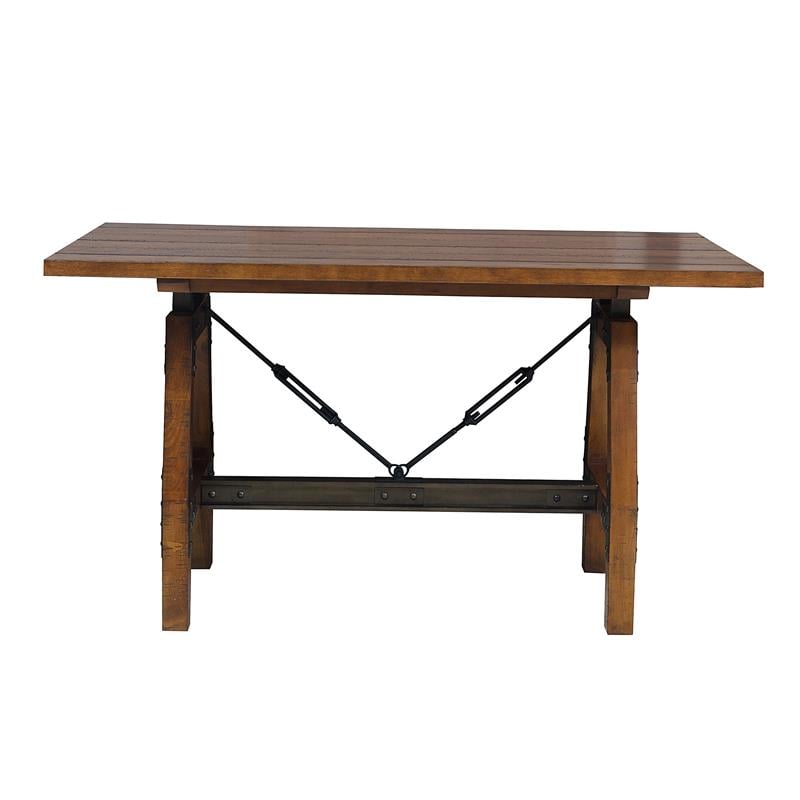 Lexicon Holverson 5-Piece Transitional Wood Counter Height Dining Set in Brown