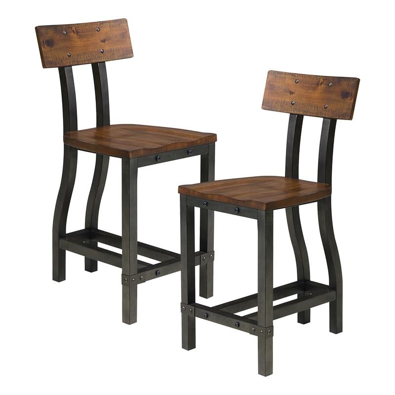 Lexicon Holverson 5-Piece Transitional Wood Counter Height Dining Set in Brown