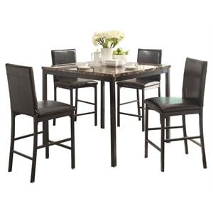 lexicon tempe 5-piece metal counter height dining set in black/brown