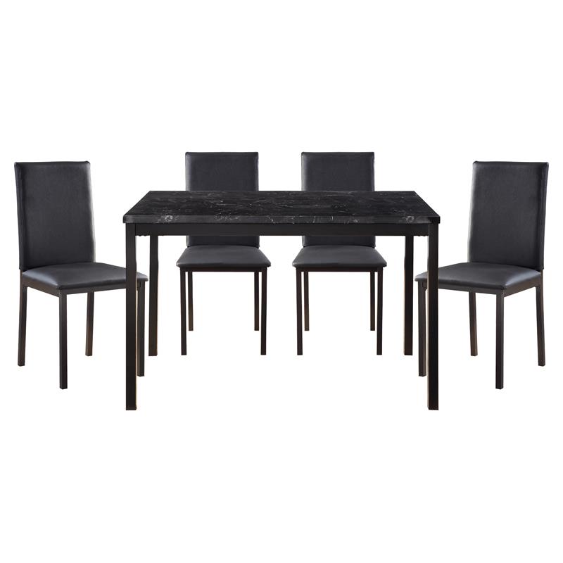 Lexicon Tempe 5-Piece Transitional Metal Dining Set in Black