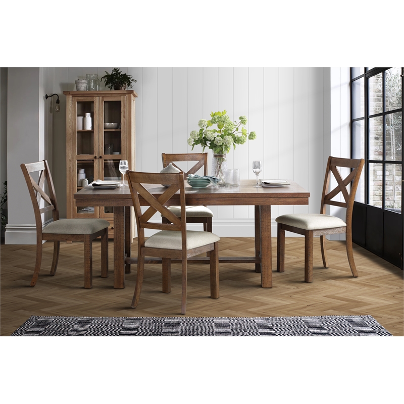 Lexicon Bonner 5-Piece Transitional Wood Dining Set in Brown and Beige