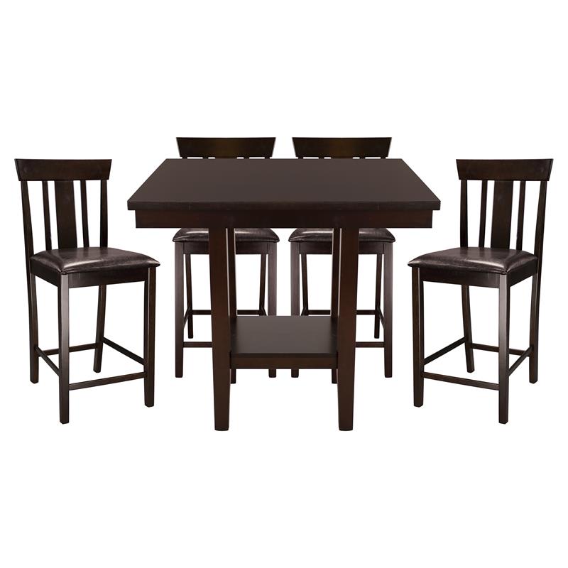 Lexicon Diego 5Piece 1Shelf Wood Counter Height Dining Set in