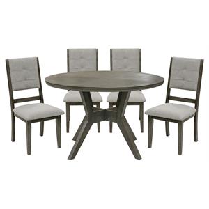 lexicon nisky 48-inch 5-piece transitional wood dining set in gray