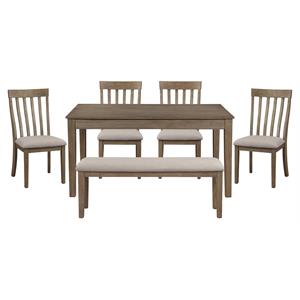 lexicon armhurst 6-piece contemporary wood dining set in wire brush brown/gray