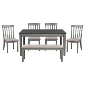 lexicon armhurst 6-piece wood dining set in wire brush dark gray/light gray