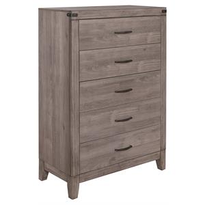 lexicon woodrow 34-inch 5 dovetail drawers contemporary wood chest in gray
