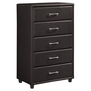 lexicon lorenzi 5 drawers contemporary wood and faux leather chest