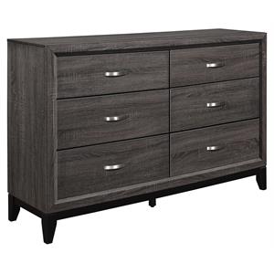 lexicon davi 58-inch 6 fixed drawers modern wood dresser in gray