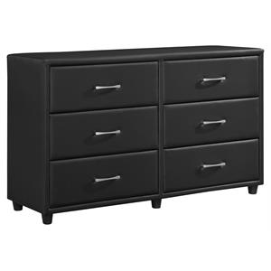 lexicon lorenzi 6 drawers contemporary wood and faux leather dresser