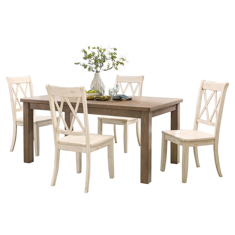 Lexicon Janina 5-Piece Contemporary Wood Dining Set in Natural and White