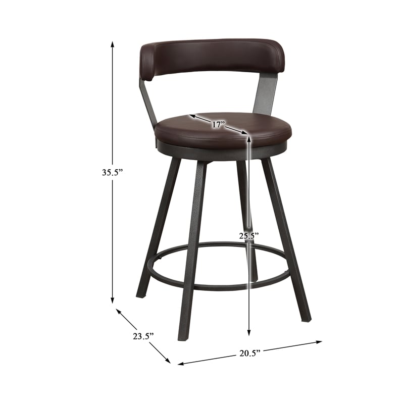 Lexicon Appert Metal Swivel Counter Height Chair in Brown (Set of 2)