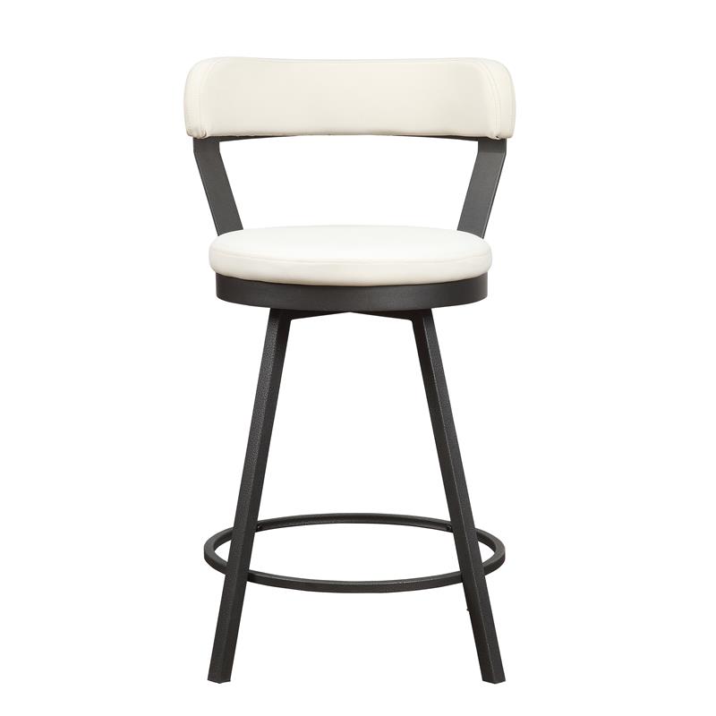 Lexicon Appert Metal Swivel Counter Height Chair in White (Set of 2)