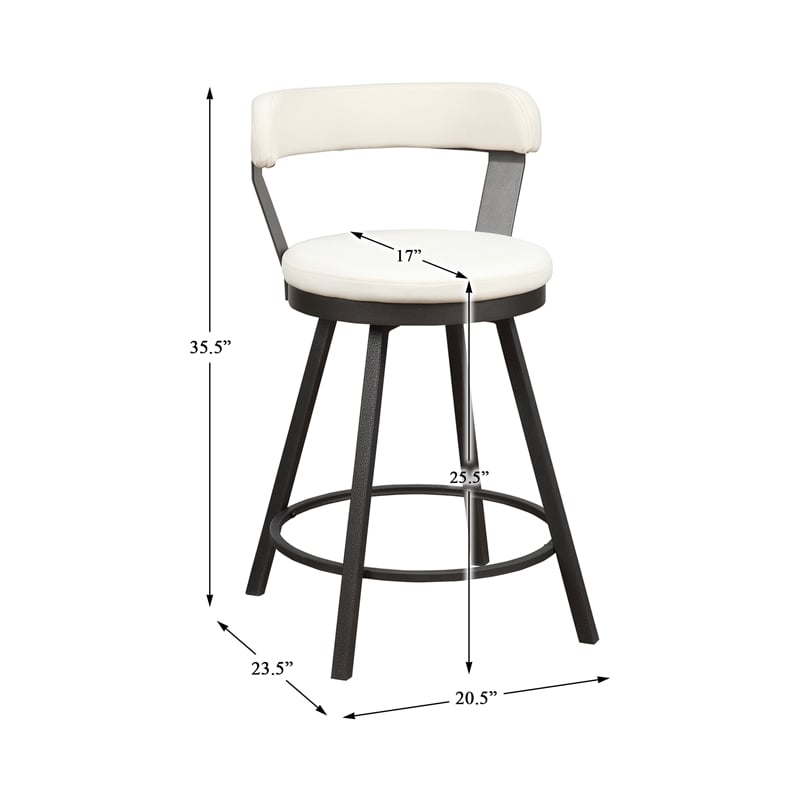 Lexicon Appert Metal Swivel Counter Height Chair in White (Set of 2)