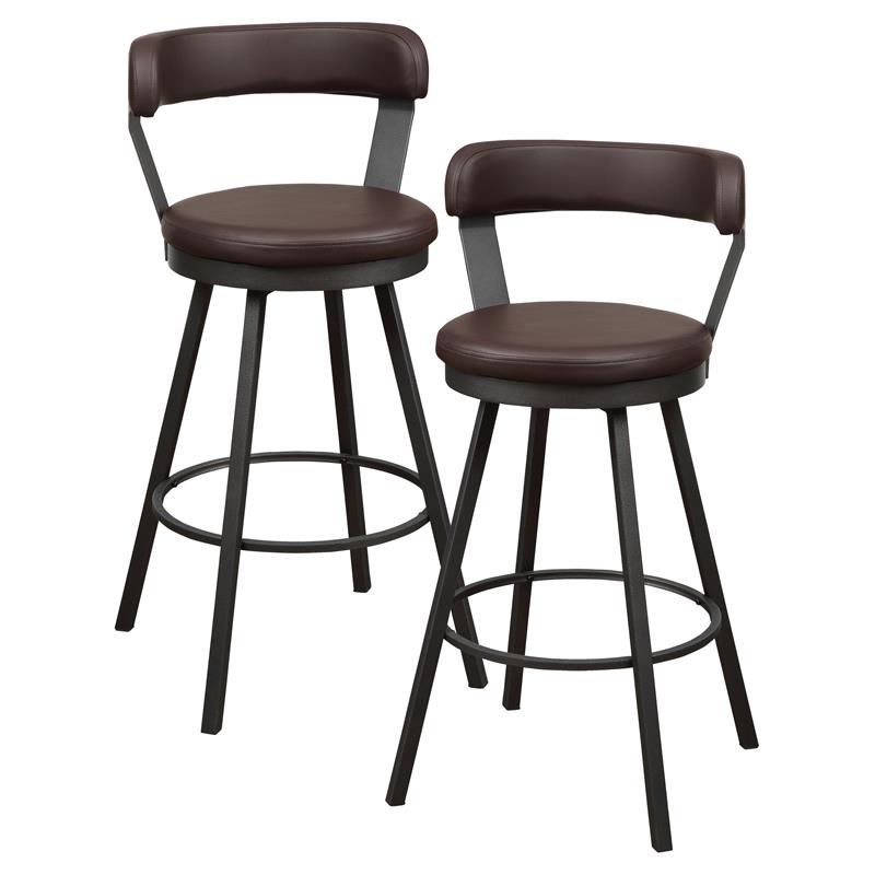 Lexicon Appert Metal Swivel Pub Height Chair in Mottled Silver/Brown (Set of 2)