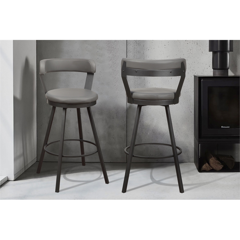 Lexicon Appert Metal Swivel Pub Height Chair in Mottled Silver/Gray (Set of 2)