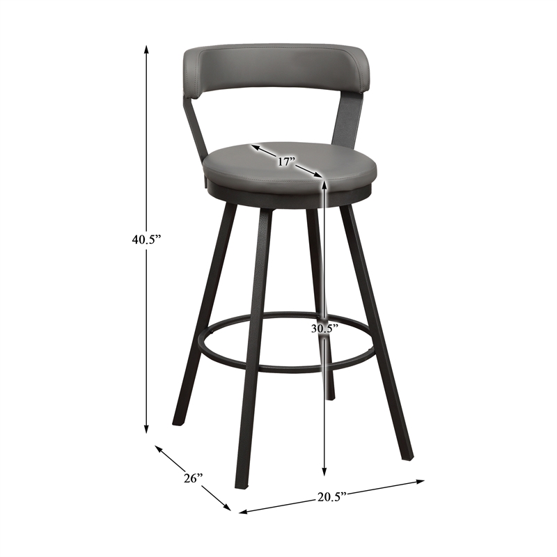 Lexicon Appert Metal Swivel Pub Height Chair in Mottled Silver/Gray (Set of 2)