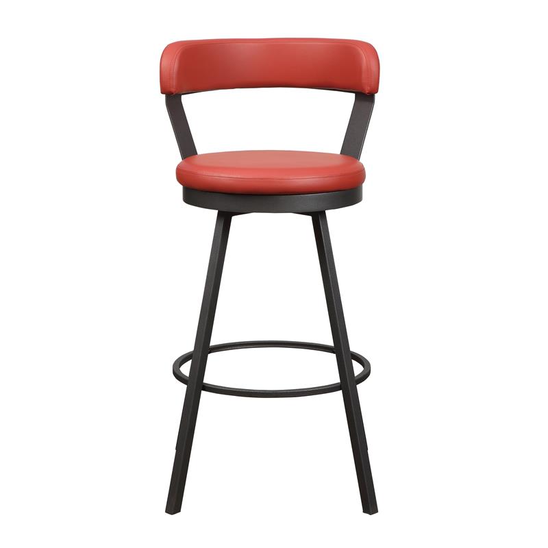 Lexicon Appert Metal Swivel Pub Height Chair in Mottled Silver/Red (Set of 2)
