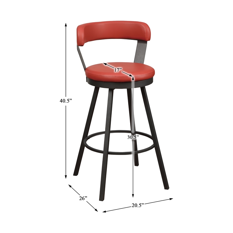 Lexicon Appert Metal Swivel Pub Height Chair in Mottled Silver/Red (Set of 2)