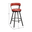 Lexicon Appert Metal Swivel Pub Height Chair in Mottled Silver/Red (Set of 2)