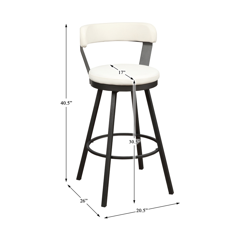 Lexicon Appert Metal Swivel Pub Height Chair in Mottled Silver/White (Set of 2)