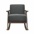 Lexicon Waithe Mid-Century Fabric Rocking Chair in Dark Walnut/Dark Gray