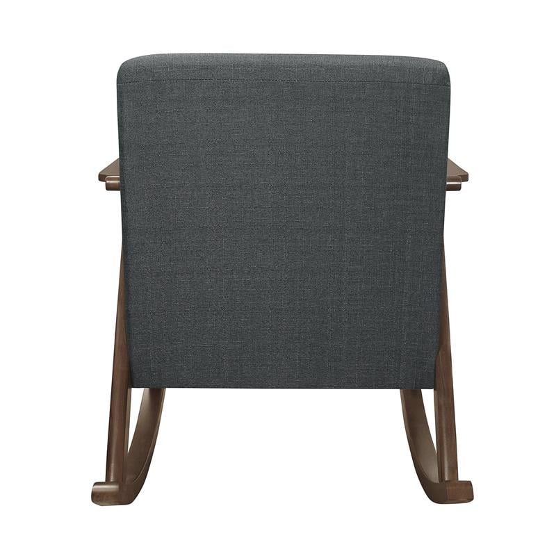 Lexicon Waithe Mid-Century Fabric Rocking Chair in Dark Walnut/Dark Gray