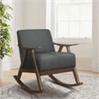 Lexicon Waithe Mid-Century Fabric Rocking Chair in Dark Walnut/Dark Gray